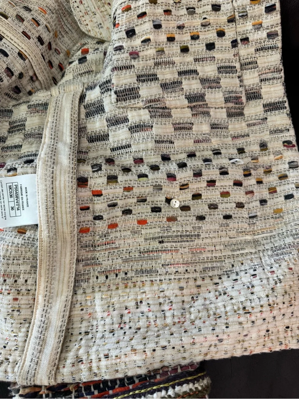 CHANEL Multicolor Woven Tweed Jacket with Cream Base